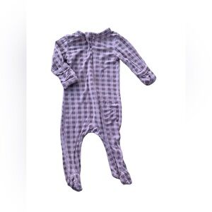 Kate Quinn Size Newborn Purple Gingham Bamboo Footie Pajamas Sleeper